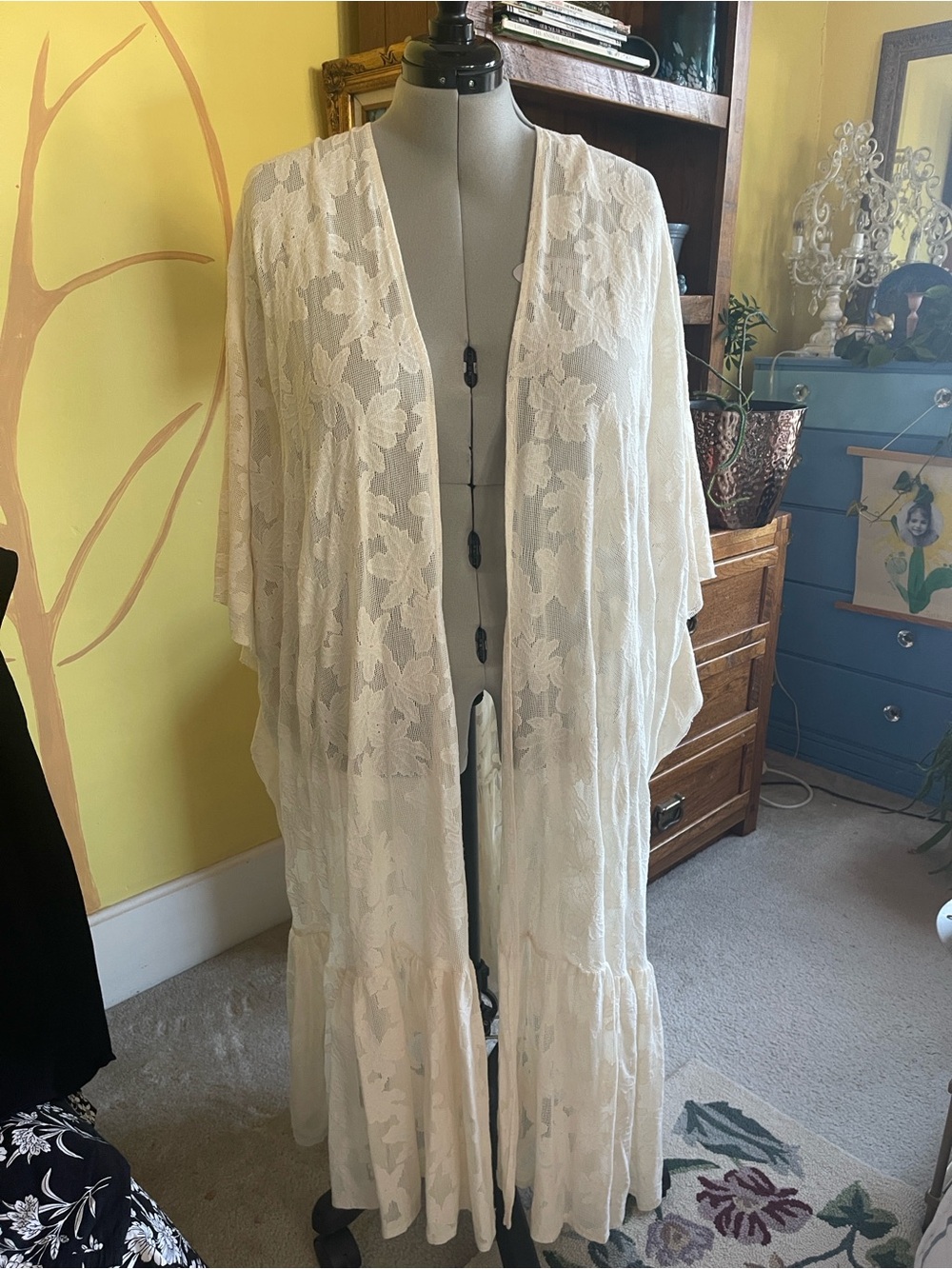 Olí & Hali Sanatorini Dreams- Bohemian Lace Duster Kimono - Cream -os